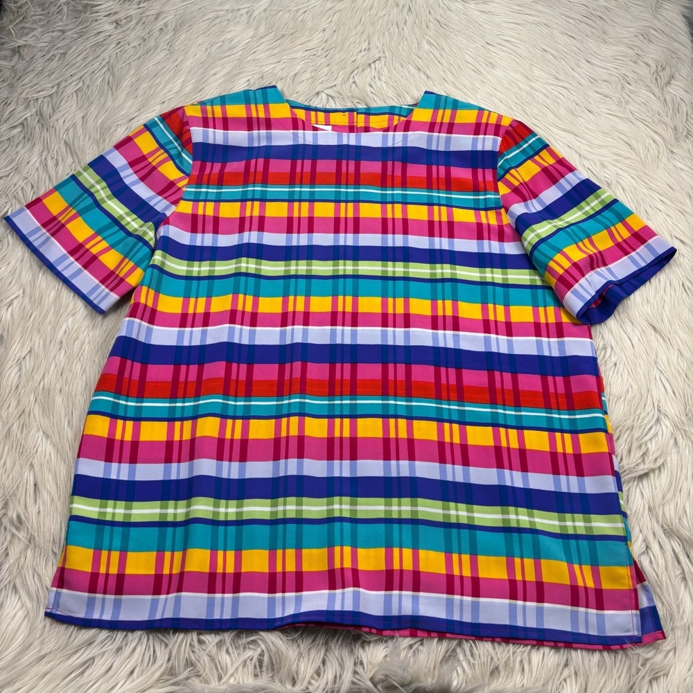 Vintage Alfred Dunner Women's 12 Plaid Blouse Top Maximalist Whimsy Artsy